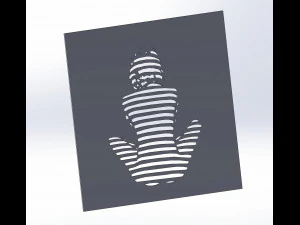 12 DXF File CNC g-code Industrial Laser Cut Vinil WOMEN decorative PANEL Nr0530 3D Model