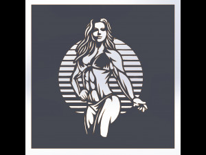 11 DXF File CNC ndustrial Laser Cut GYM Nr2 WOMEN decorative PANEL Nr0610 Modelo 3D