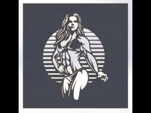 11 DXF File CNC ndustrial Laser Cut GYM Nr2 WOMEN decorative PANEL Nr0610 3D Model