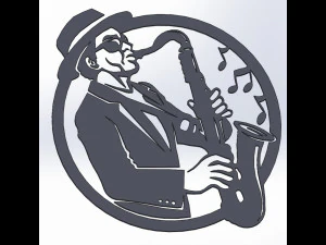 16 DXF File CNC g-code Industrial Laser Router Plasma Music Sax JAZZ Nr0662 3D Model