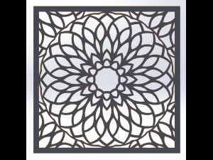 10 DXF File CNC g-code Industrial Laser DECORATIVE PANEL SQUARE Plasma Nr0691 3D Model