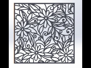 10 DXF File CNC g-code Industrial Laser DECORATIVE PANEL SQUARE Plasma Nr0691 3D Model