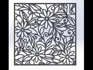 10 DXF File CNC g-code Industrial Laser DECORATIVE PANEL SQUARE Plasma Nr0691 3D Model