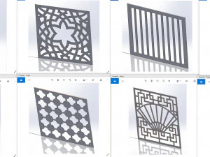 10 DXF File CNC g-code Industrial Laser DECORATIVE PANEL SQUARE Plasma Nr0692 3D Model