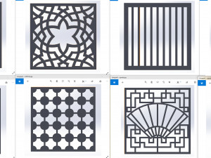 10 DXF File CNC g-code Industrial Laser DECORATIVE PANEL SQUARE Plasma Nr0692 Modelo 3D