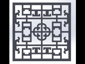 10 DXF File CNC g-code Industrial Laser DECORATIVE PANEL SQUARE Plasma Nr0692 3D Model