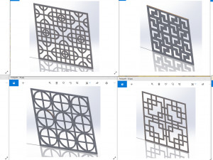 10 DXF File CNC g-code Industrial Laser DECORATIVE PANEL SQUARE Plasma Nr0693 3D 모델