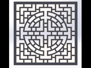 10 DXF File CNC g-code Industrial Laser DECORATIVE PANEL SQUARE Plasma Nr0693 3D 모델