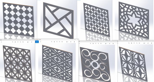 10 DXF File CNC g-code Industrial Laser DECORATIVE PANEL SQUARE Plasma Nr0694 Modelo 3D .c4d .max .obj .3ds .fbx .stl .blend 