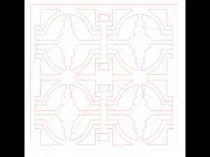 10 DXF File CNC g-code Industrial Laser DECORATIVE PANEL SQUARE Plasma Nr0694 3D Model