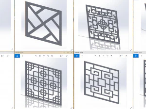 10 DXF File CNC g-code Industrial Laser DECORATIVE PANEL SQUARE Plasma Nr0695 3D Model