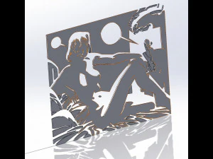 5 DXF File CNC g-code Industrial Laser Cut DECORATIVE PANEL WALL ART Nr0700 3D Model