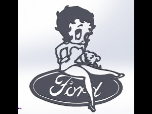 12 dxf file auto Logos Industrial Laser Cut Router Vinil LOVE Nr0952 Bettyboop 3D Model