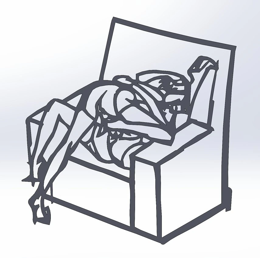 5 dxf file cnc Women Pin Up Hand Sketch Retro BSDM Vinil plasma Nr2215 3D Model .c4d .max .obj .3ds .fbx .stl .blend