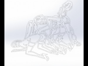 5 dxf file cnc Women Pin Up Hand Sketch Retro BSDM Vinil plasma Nr2215 3D 模型