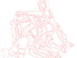 5 dxf file cnc Women Pin Up Hand Sketch Retro BSDM Vinil plasma Nr2215 3D 模型