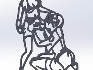 5 dxf file cnc Women Pin Up Hand Sketch Retro BSDM Vinil plasma Nr2215 3D 模型