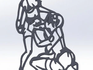 5 dxf file cnc Women Pin Up Hand Sketch Retro BSDM Vinil plasma Nr2215 3D Model