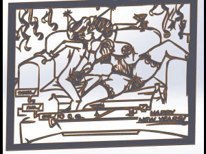 2 dxf ファイル cnc ピンアップハンドスケッチルータービニールプラズマ新年あけましておめでとうございます Nr3853 3Dモデル