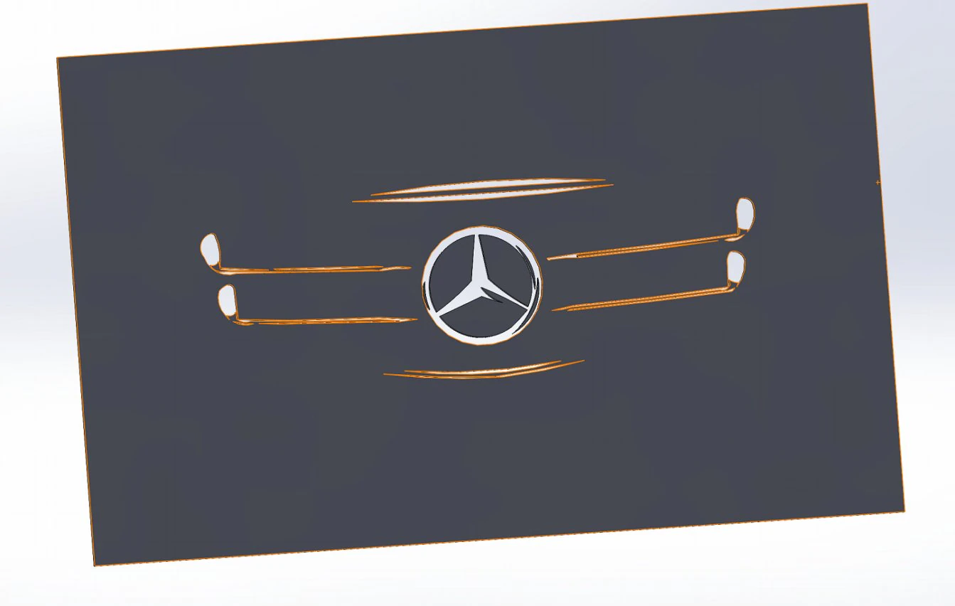 12 DXF File CNC g-code Industrial Laser Cut MERCEDES Vinil PANEL Nr2100 3D Model .c4d .max .obj .3ds .fbx .stl .blend 