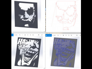 17 DXF File CNC g-code Industrial Laser Cut JOKER COMICS Vinil PANEL Nr2200 3D 모델