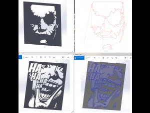 17 File DXF CNC g-code Taglio Laser Industriale JOKER COMICS Vinil PANEL Nr2200 Modello 3D