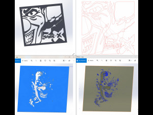 17 DXF File CNC g-code Industrial Laser Cut JOKER COMICS Vinil PANEL Nr2200 3D 모델