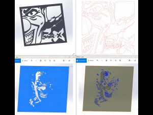 17 File DXF CNC g-code Taglio Laser Industriale JOKER COMICS Vinil PANEL Nr2200 Modello 3D