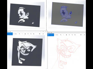 17 File DXF CNC g-code Taglio Laser Industriale JOKER COMICS Vinil PANEL Nr2200 Modello 3D