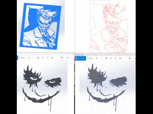 17 File DXF CNC g-code Taglio Laser Industriale JOKER COMICS Vinil PANEL Nr2200 Modello 3D
