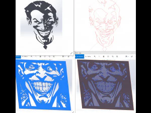 17 File DXF CNC g-code Taglio Laser Industriale JOKER COMICS Vinil PANEL Nr2200 Modello 3D