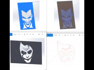 17 File DXF CNC g-code Taglio Laser Industriale JOKER COMICS Vinil PANEL Nr2200 Modello 3D