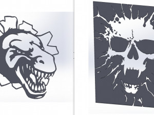 10 DXF File CNC g-code Industrial Laser Router Monster Claws in the Wall Nr2202 Modèle 3D