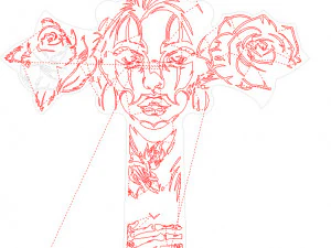 3 dxf file cnc g-code Women Faces Tattoo Cross Cut Router Vinil plasma 2209 3D Model