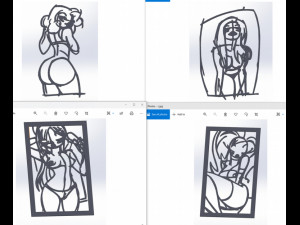 20 dxf file cnc Women Pin Up Hand Sketch Retro Cut Router Vinil plasma 2210 Modelo 3D