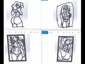 20 fichiers dxf cnc femmes Pin Up main croquis r&eacute;tro coupe routeur Vinil plasma 2210 Modèle 3D