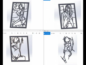 20 fichiers dxf cnc femmes Pin Up main croquis r&eacute;tro coupe routeur Vinil plasma 2210 Modèle 3D