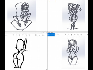 20 dxf file cnc Women Pin Up Hand Sketch Retro Cut Router Vinil plasma 2210 Modelo 3D