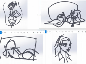 20 dxf file cnc Women Pin Up Hand Sketch Retro Cut Router Vinil plasma 2210 Modelo 3D