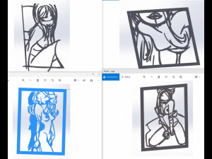 20 dxf file cnc Women Pin Up Hand Sketch Retro Cut Router Vinil plasma 2210 Modelo 3D