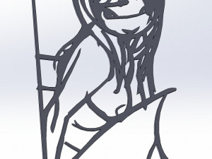 20 dxf file cnc Women Pin Up Hand Sketch Retro Cut Router Vinil plasma 2210 Modelo 3D