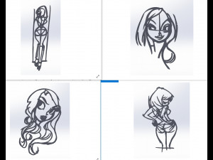 20 dxf file cnc Women Pin Up Hand Sketch Retro Cut Router Vinil plasma Nr2211 Modelo 3D
