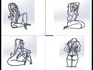 20 dxf file cnc Women Pin Up Hand Sketch Retro Cut Router Vinil plasma Nr2211 Modelo 3D