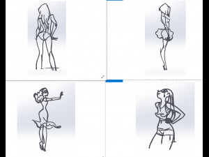 20 dxf file cnc Women Pin Up Hand Sketch Retro Cut Router Vinil plasma Nr2211 Modelo 3D