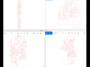 20 dxf file cnc Women Pin Up Hand Sketch Retro Cut Router Vinil plasma Nr2211 Modelo 3D