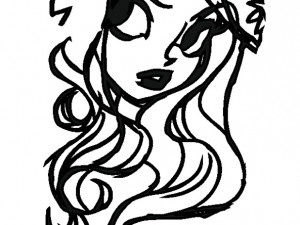 20 dxf file cnc Women Pin Up Hand Sketch Retro Cut Router Vinil plasma Nr2211 Modelo 3D