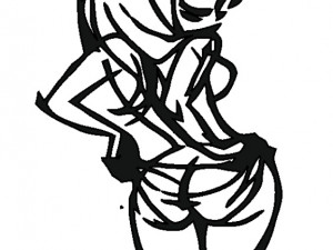 20 dxf file cnc Women Pin Up Hand Sketch Retro Cut Router Vinil plasma Nr2211 Modelo 3D