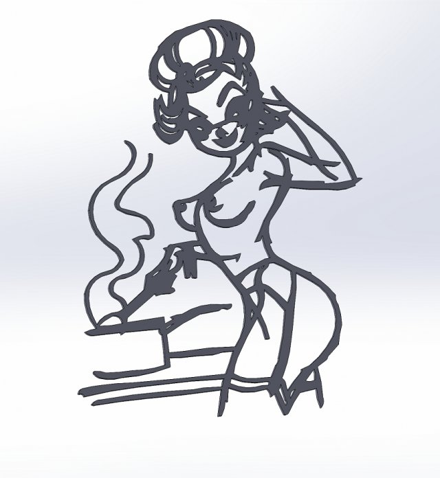 20 dxf file cnc Women Pin Up Hand Sketch Retro Cut Router Vinil plasma Nr2212 3D Model .c4d .max .obj .3ds .fbx .stl .blend 