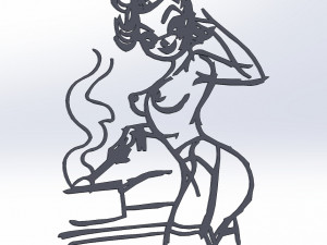 20 dxf file cnc Women Pin Up Hand Sketch Retro Cut Router Vinil plasma Nr2212 3Dモデル