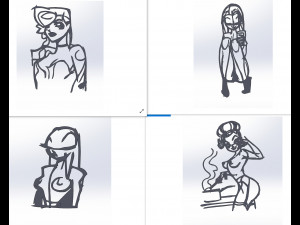 20 dxf file cnc Women Pin Up Hand Sketch Retro Cut Router Vinil plasma Nr2212 3D Model